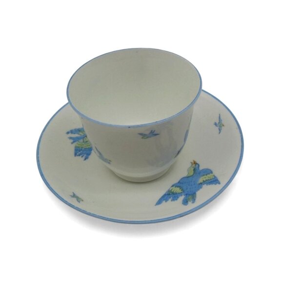 HEATHCOTE Williamsons Blue Bird Cup and Saucer Set 1930s England Vintage - Picture 4 of 12